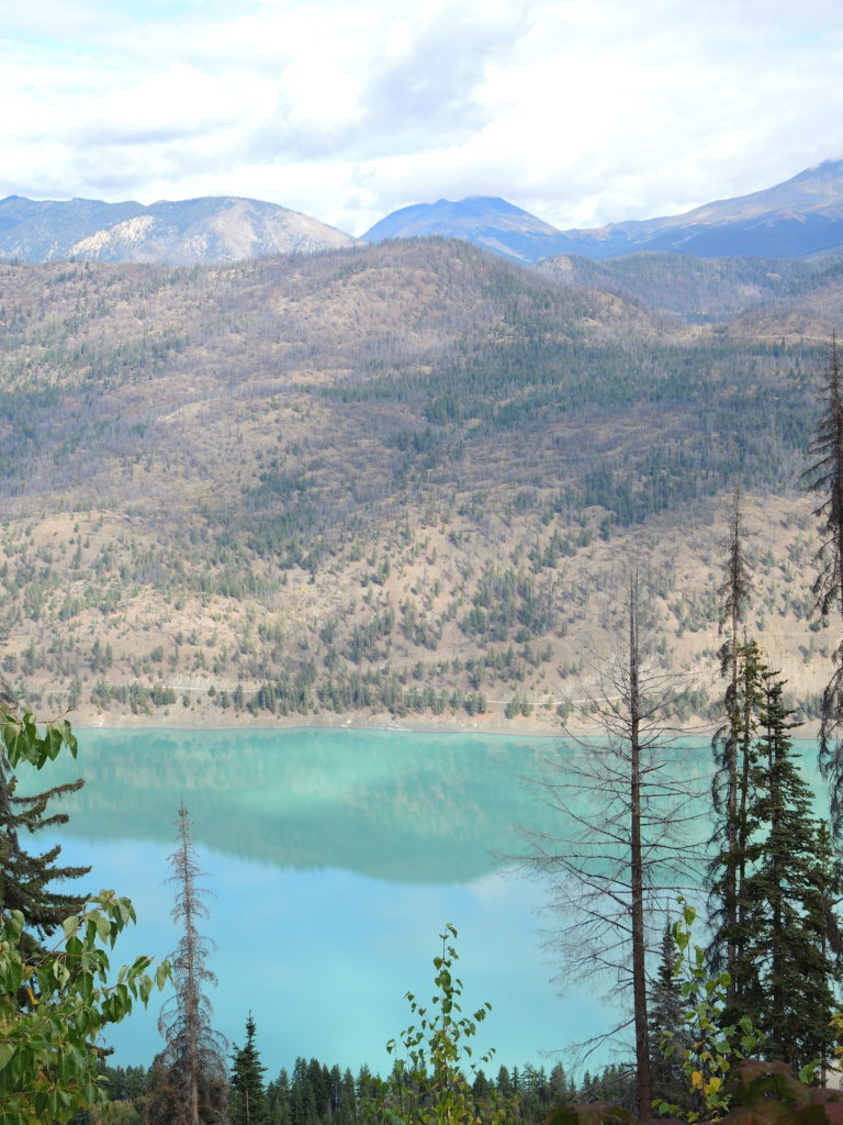 View on mountain ranges across Carpenter Lake in summer.